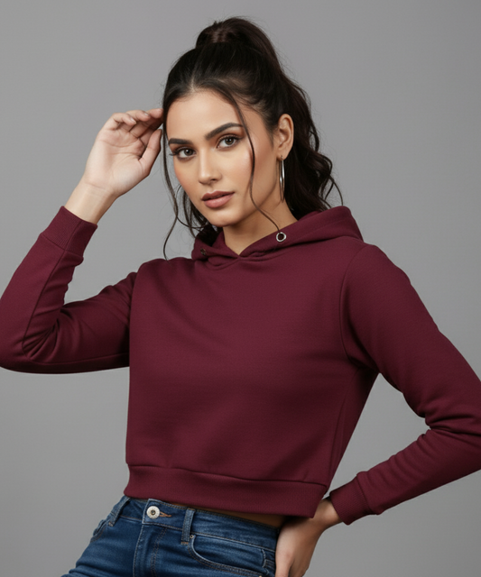 Women's Cropped Hoodie - Maroon