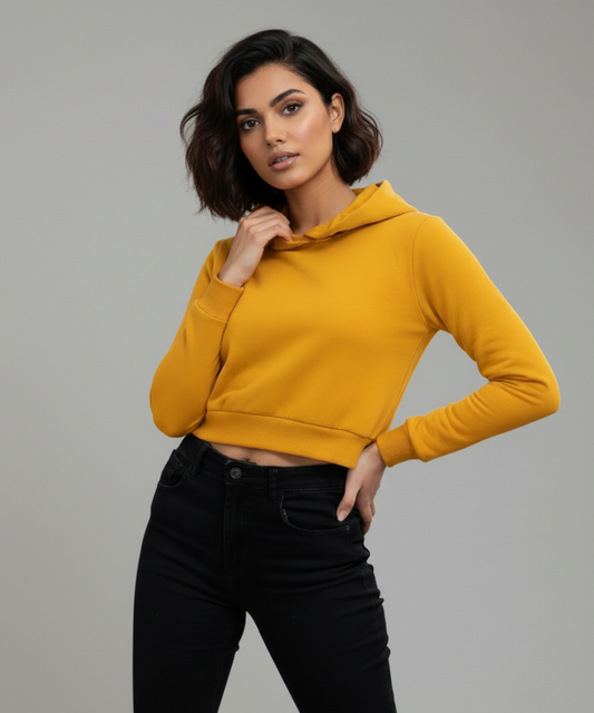 Women's Cropped Hoodie - Yellow