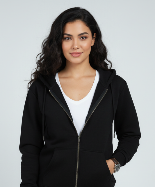 Women's Zip Hoodie - Black