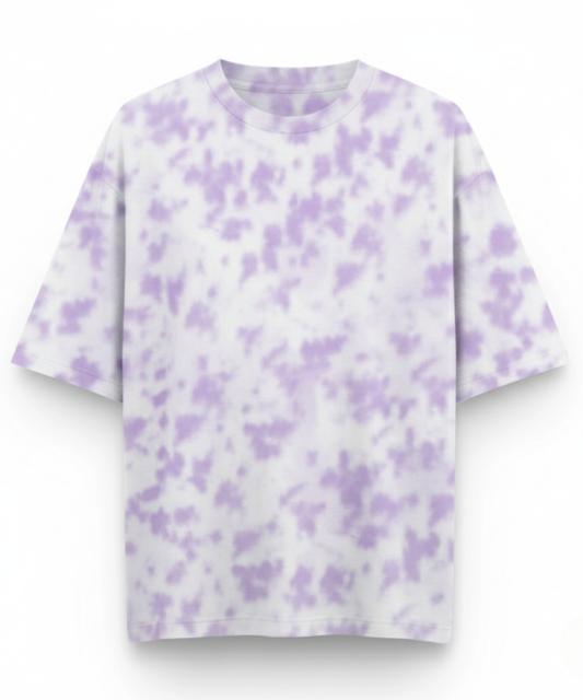 Unisex Tie Dye Oversized T-Shirt - White & Lavender