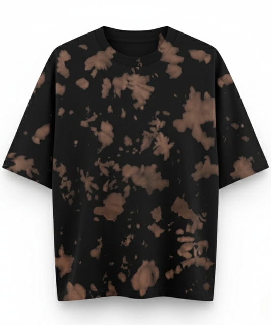 Unisex Tie Dye Oversized T-Shirt - Brown & Black