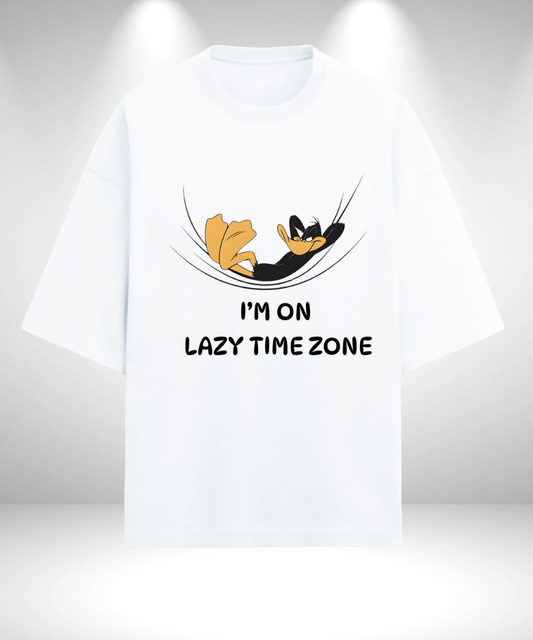 Lazy Daffy Duck Looney tunes Oversized T-Shirt - White
