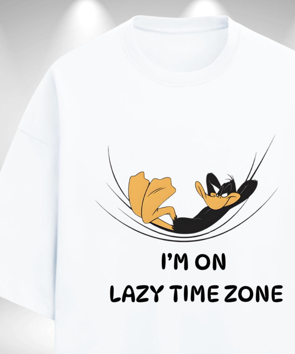 Lazy Daffy Duck Looney tunes Oversized T-Shirt - White