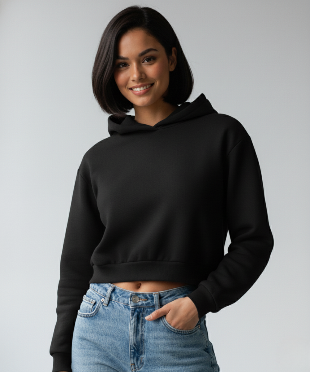 Women's Cropped Hoodie - Black