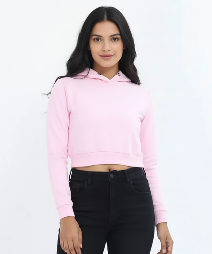 Women's Cropped Hoodie - Pink