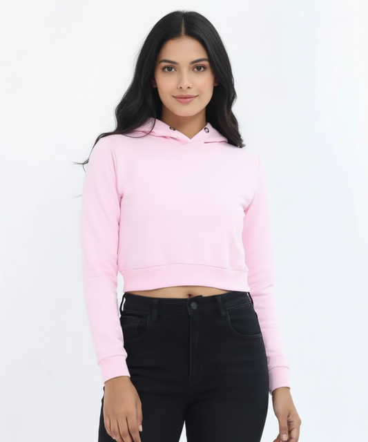 Women's Cropped Hoodie - Pink