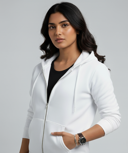 Women's Zip Hoodie - White