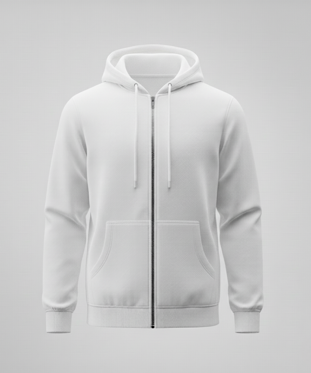 Men's Zip Hoodie - White