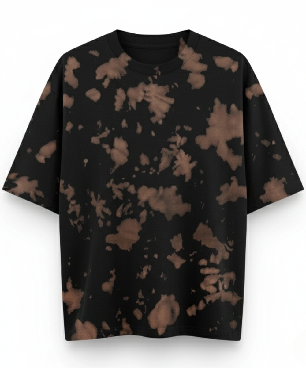 Women's Tie Dye Oversized T-Shirt - Brown & Black