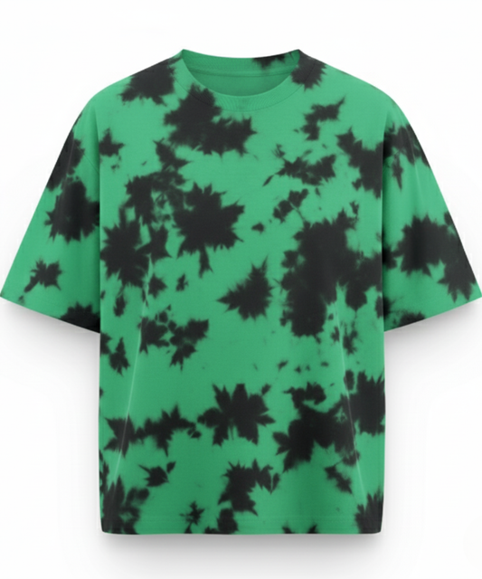 Unisex Tie Dye Oversized T-Shirt - Green & Black