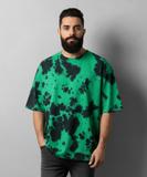 Men's Tie Dye Oversized T-Shirt - Green & Black