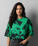 Women's Tie Dye Oversized T-shirt - Green & Black
