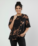 Women's Tie Dye Oversized T-Shirt - Brown & Black