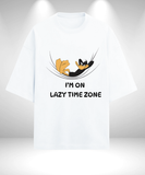 Lazy Daffy Duck Looney tunes Oversized T-Shirt - White